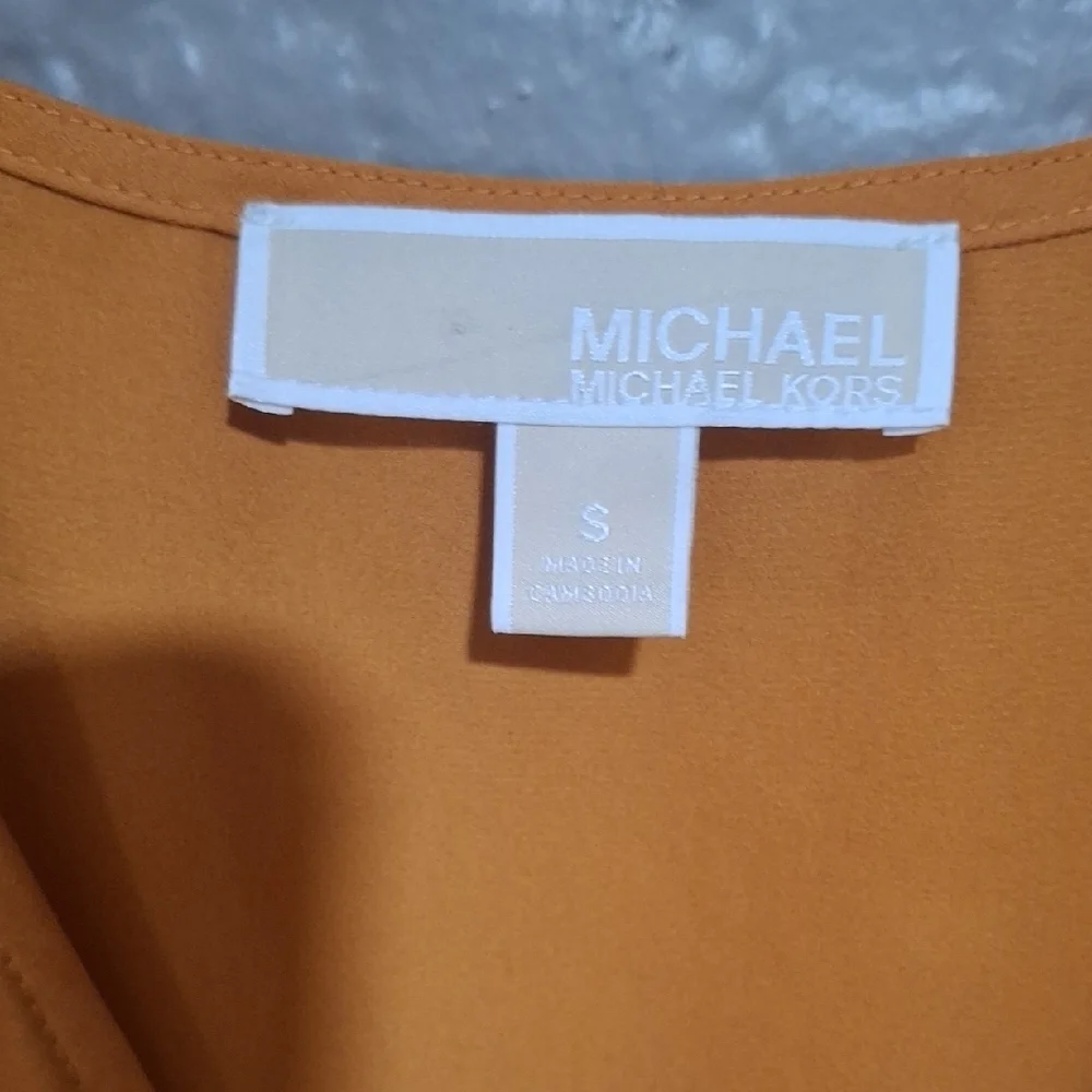 Michael Kors Mustard V-Neck Blouse with Zipper Size S